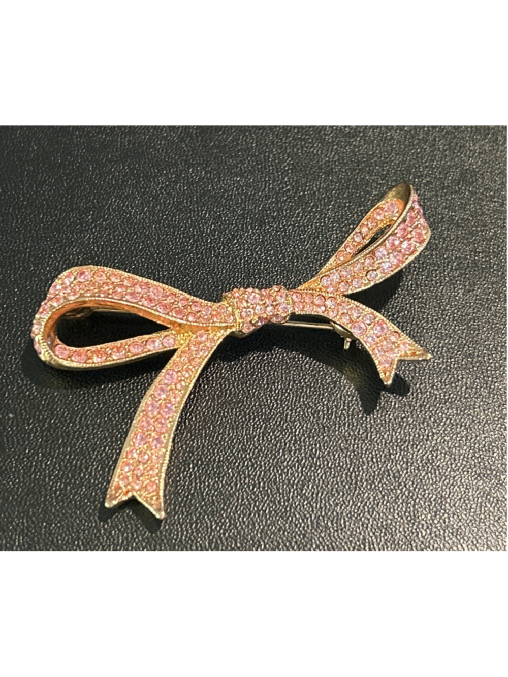 Women's KJL Pink and Gold Bow Brooch, One Size